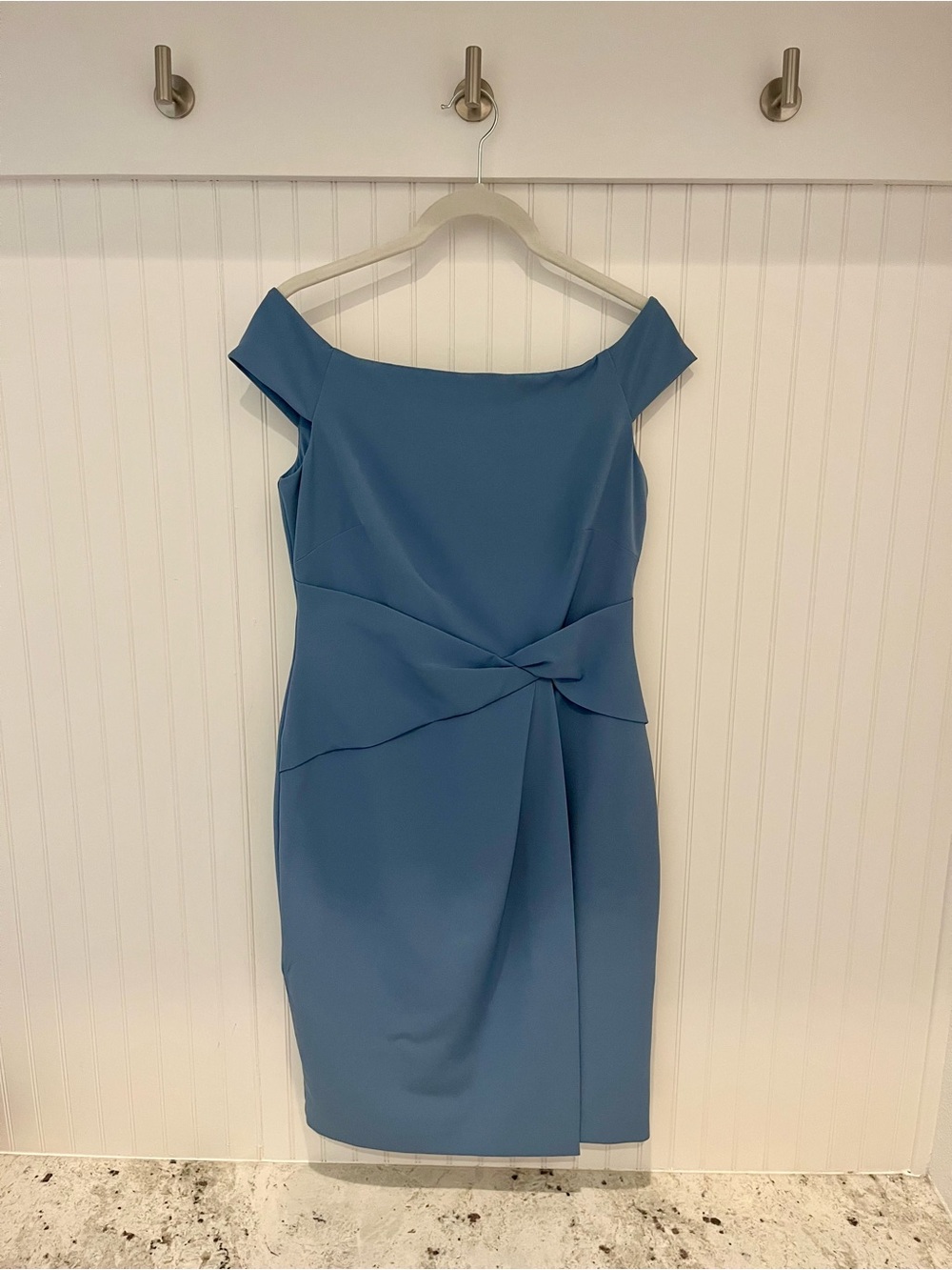 Ralph Lauren One-Shoulder Sheath Dress in Slate Blue